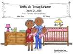 147-FF New Baby, Twins, Girls - Dark Skin