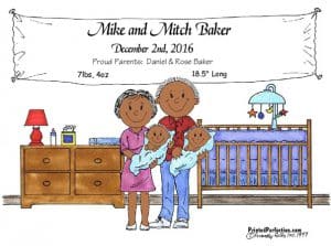 148-FF New Baby, Twins, Boys - Dark Skin