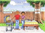 210d-NTT Family Backyard Barbeque 1 girl - Dark Skin