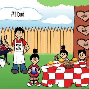 210k-NTT Family Backyard Barbeque Single Dad 1 boy 2 girls