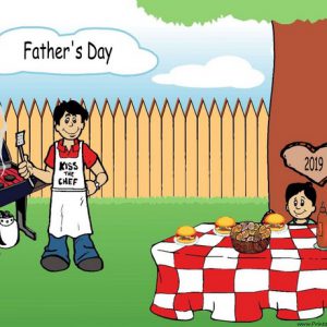 210l-NTT Family Backyard Barbeque Single Dad 1 boy