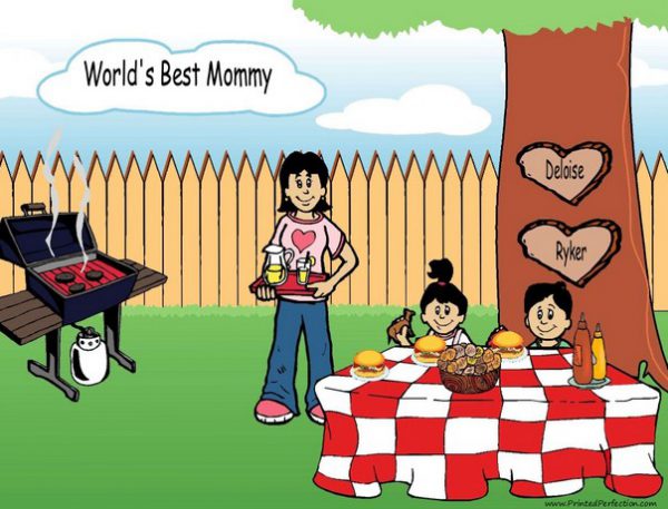 210t-NTT Family Backyard Barbeque Single Mom 1 boy, 1 girl