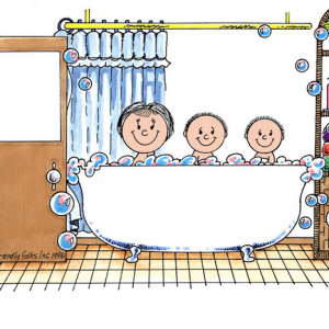 217-FF Tub Time, Two Children with Mom