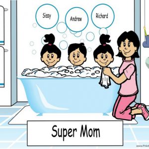 217a-NTT Tub Time Mom 1 boy 2 girls, Single Mom