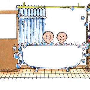 219-FF Tub Time, Two Children