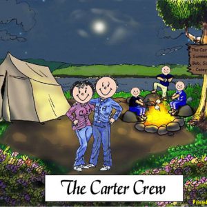 412-FF Camping Couple, Three Children