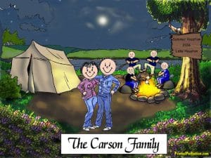413-FF Camping Couple, Four Children