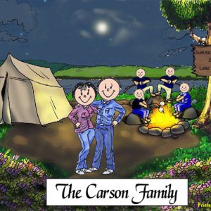 413-FF Camping Couple, Four Children