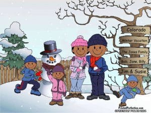 Snowman - Snow Family, 2 Boys, 1 Girl - Friendly Folks - Image 2